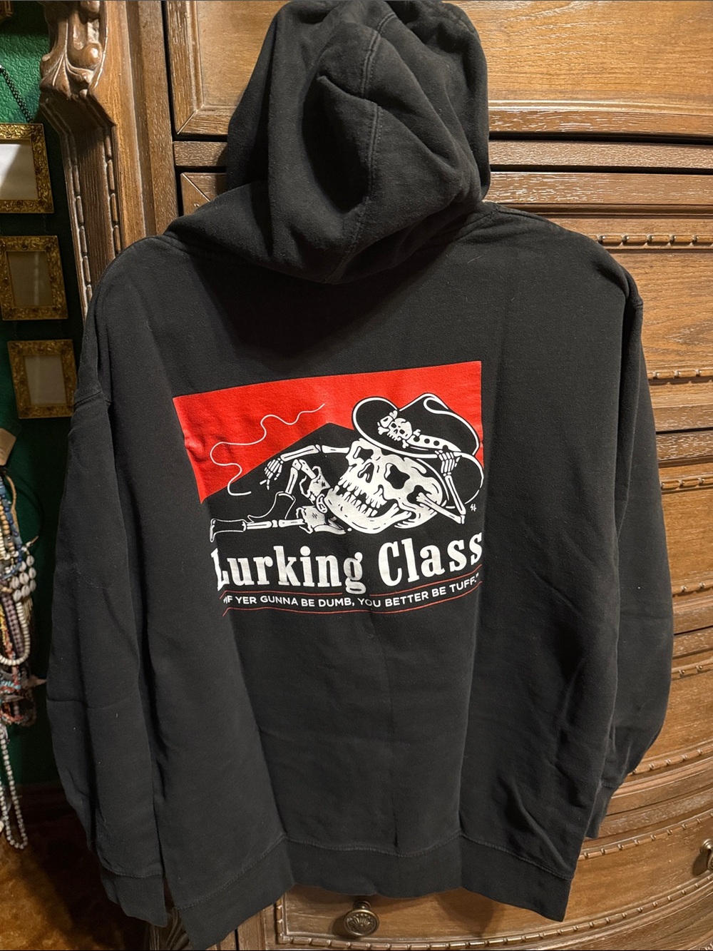 Sketchy Tank Black Graphic Hoodie - Skull Rider Design